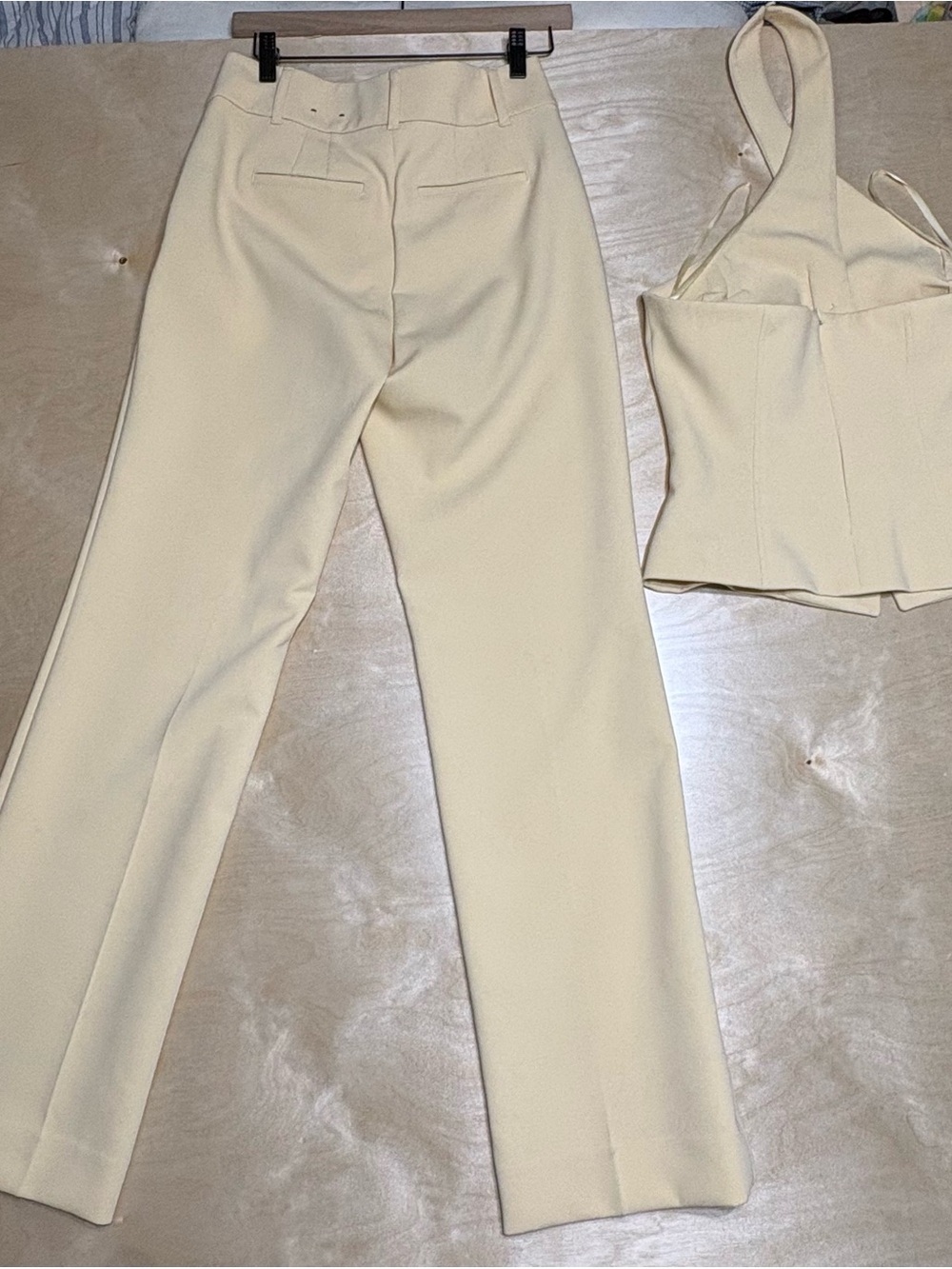 White House Black Market Cream 2pc Pantsuit With Halter Vest Top